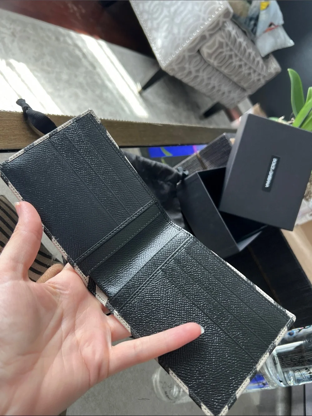 Dolce & Gabbana Black and Cream Diagonal Stripe Card Holder